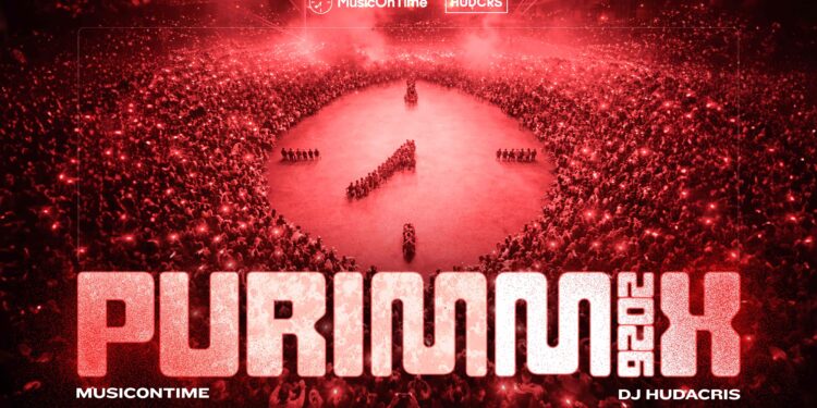 YT Thumbnail • Purim 2026 MusicOnTime DJ Mix • DJ HudaCris • @MusicOnTime